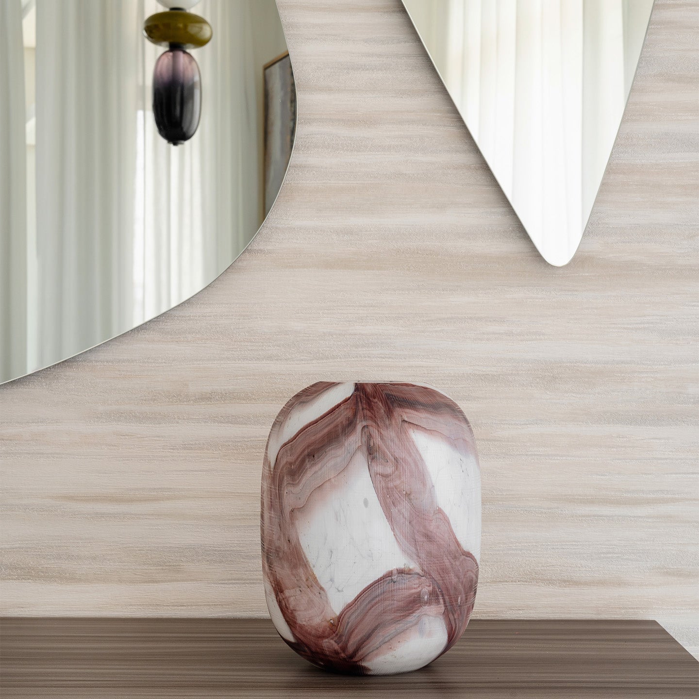 Bloom glass vase with white base and handcrafted artistic pattern, luxury decorative vase for modern home décor