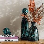 Blue Speckled Glass Bottle Jar for Living Room Home Decor