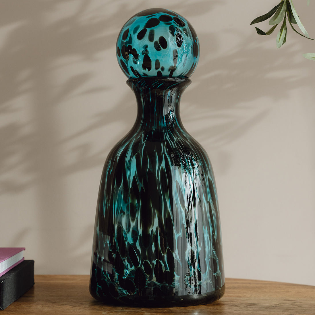 Blue Speckled Glass Bottle Jar for Living Room Home Decor