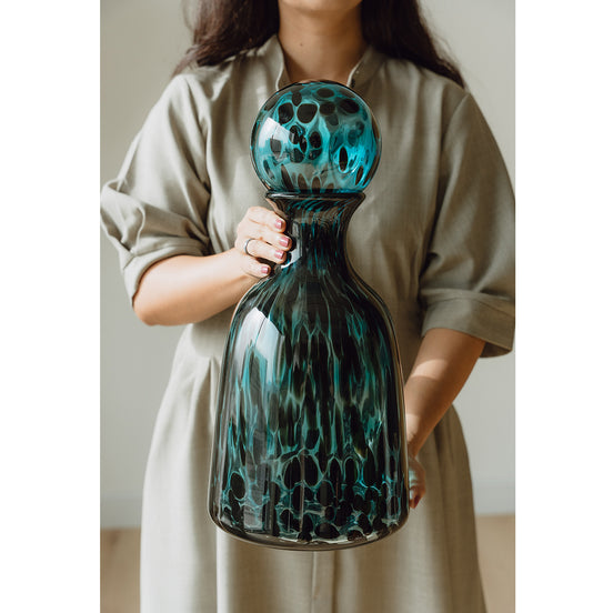 Blue Speckled Glass Bottle Jar for Living Room Home Decor