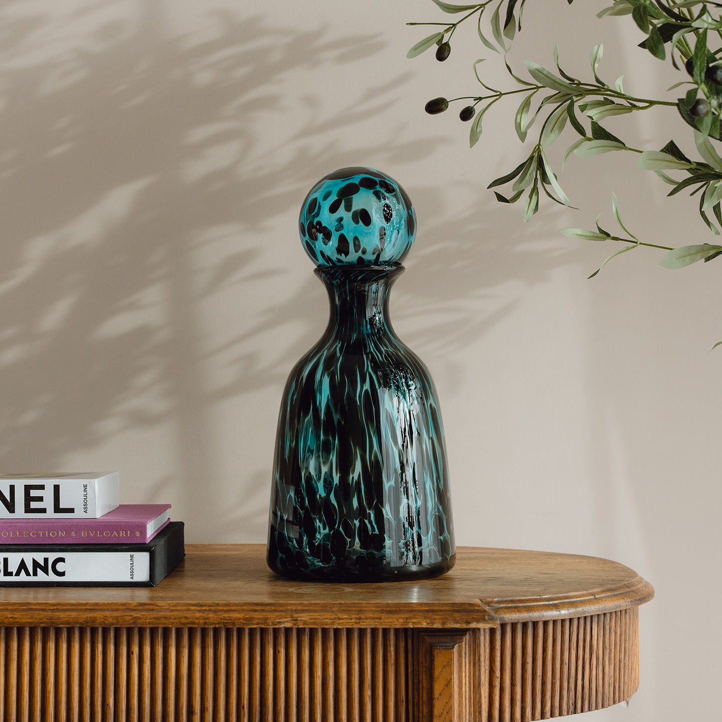 Blue Speckled Glass Bottle Jar for Living Room Home Decor