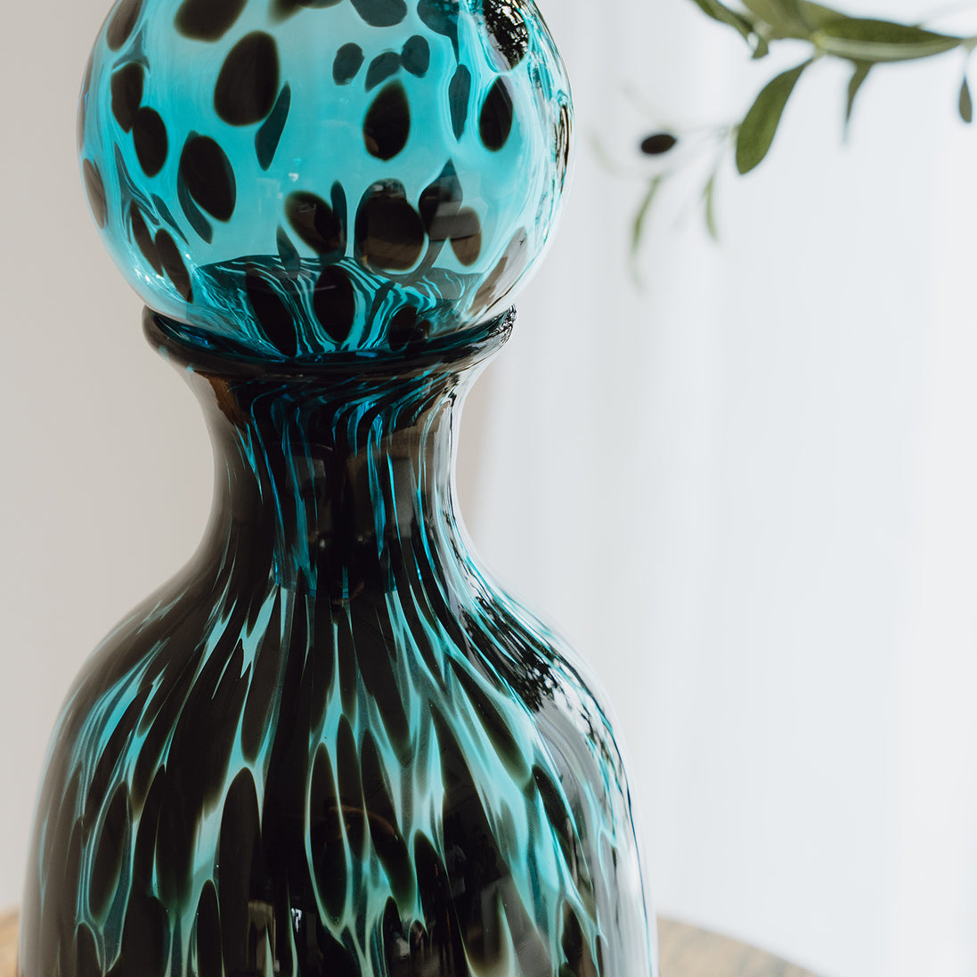 Blue Speckled Glass Bottle Jar for Living Room Home Decor