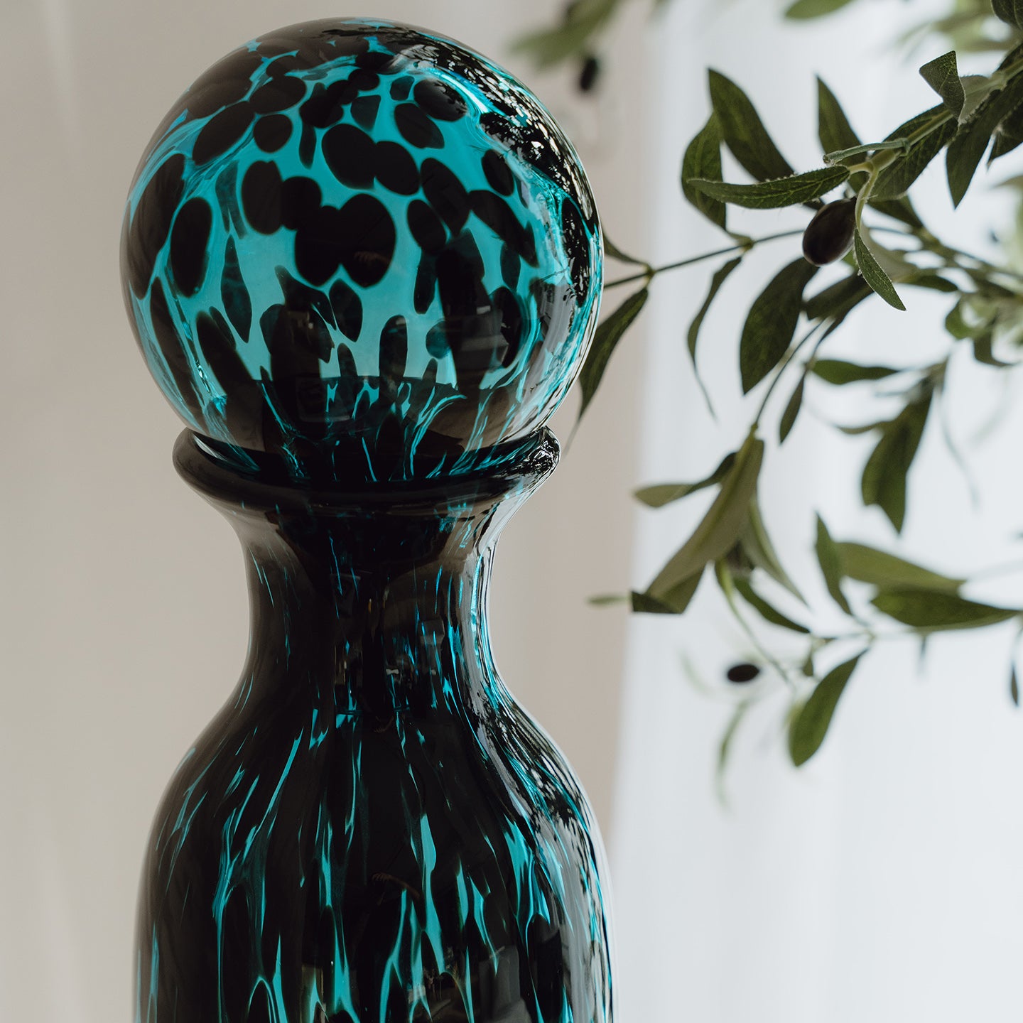 Blue Speckled Glass Bottle Jar for Living Room Home Decor