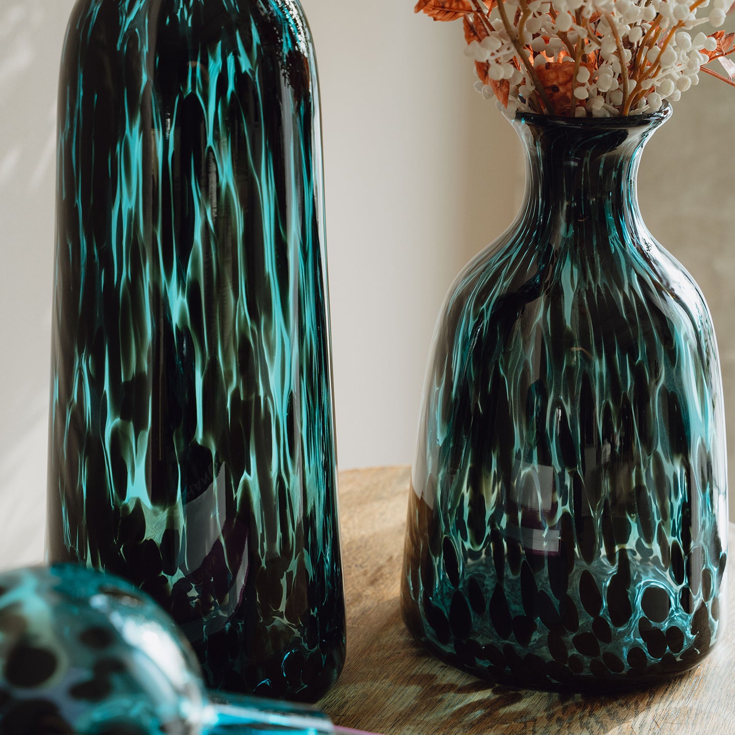 Blue Speckled Glass Bottle Jar for Living Room Home Decor
