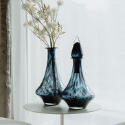 Blue Speckled Abstract Pattern Glass Jar for Living Room Home Decor.