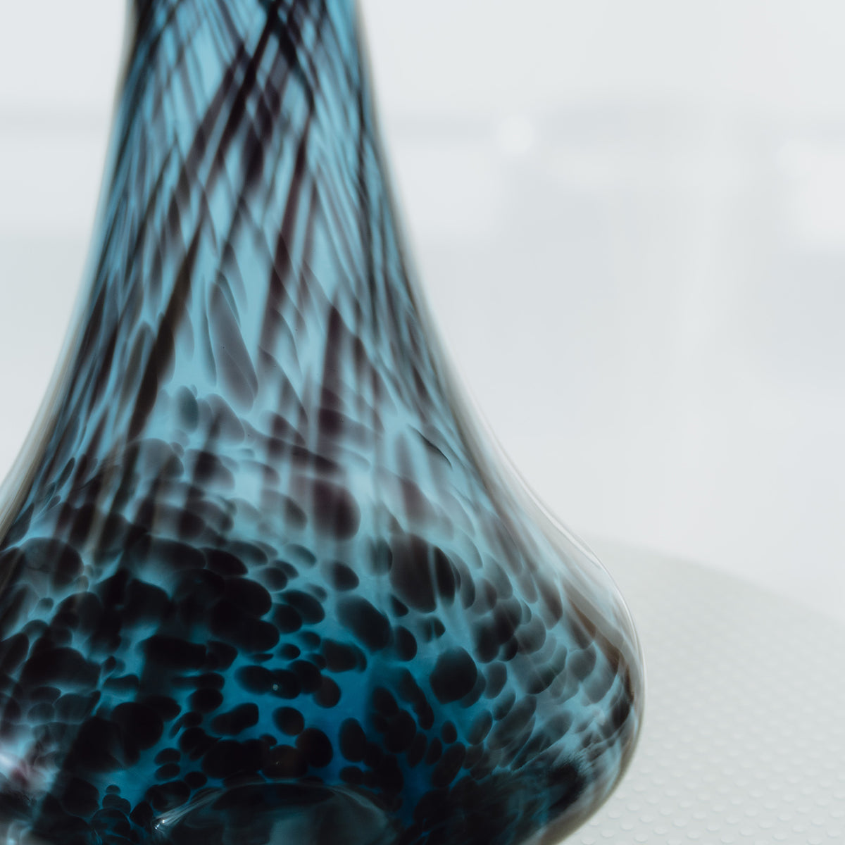 Blue Speckled Abstract Pattern Glass Jar for Living Room Home Decor.