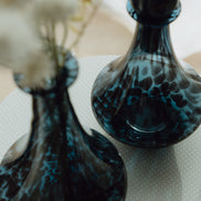 Blue Speckled Abstract Pattern Glass Jar for Living Room Home Decor.