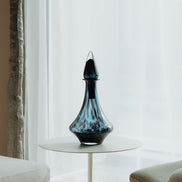 Blue Speckled Abstract Pattern Glass Jar for Living Room Home Decor.