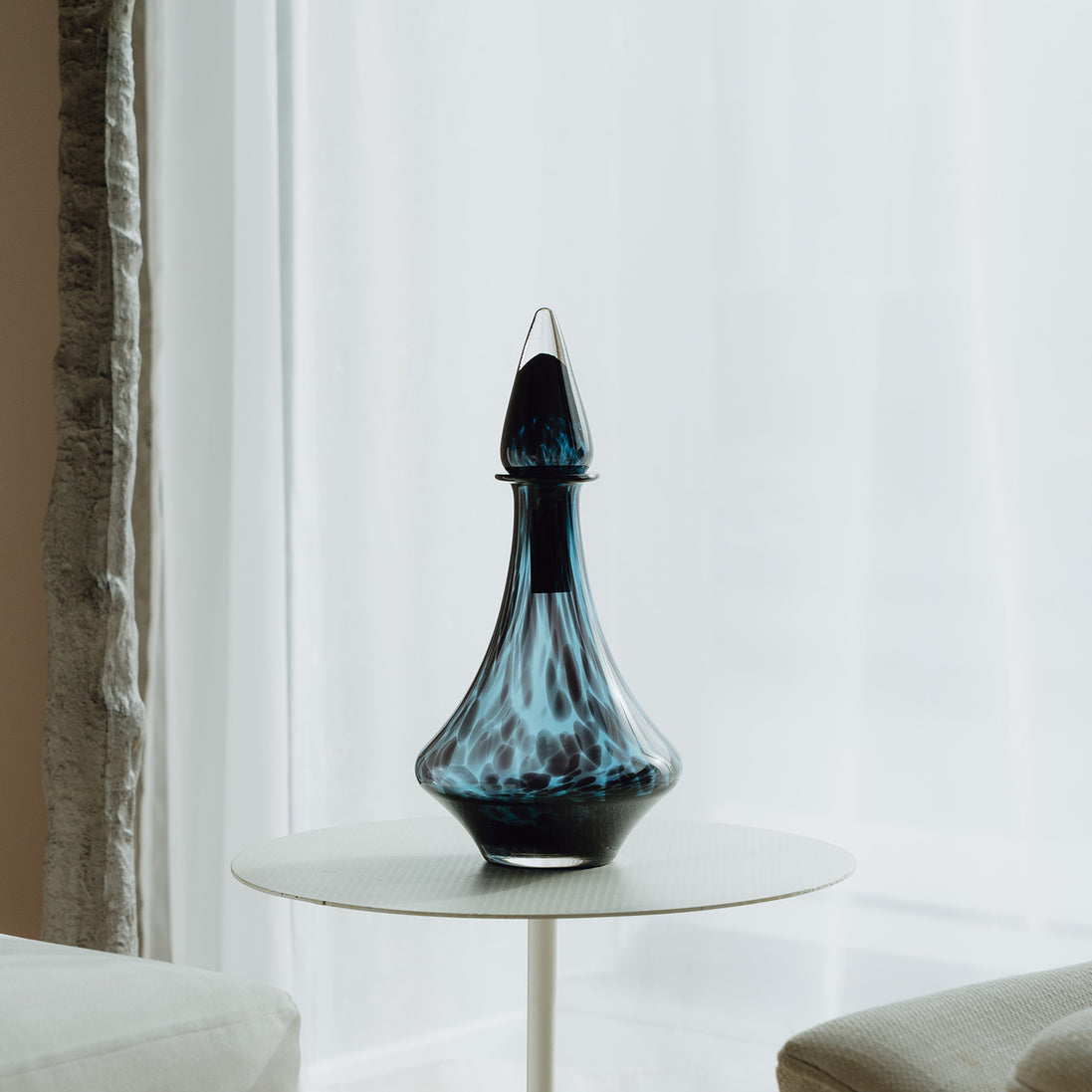 Blue Speckled Abstract Pattern Glass Jar for Living Room Home Decor.