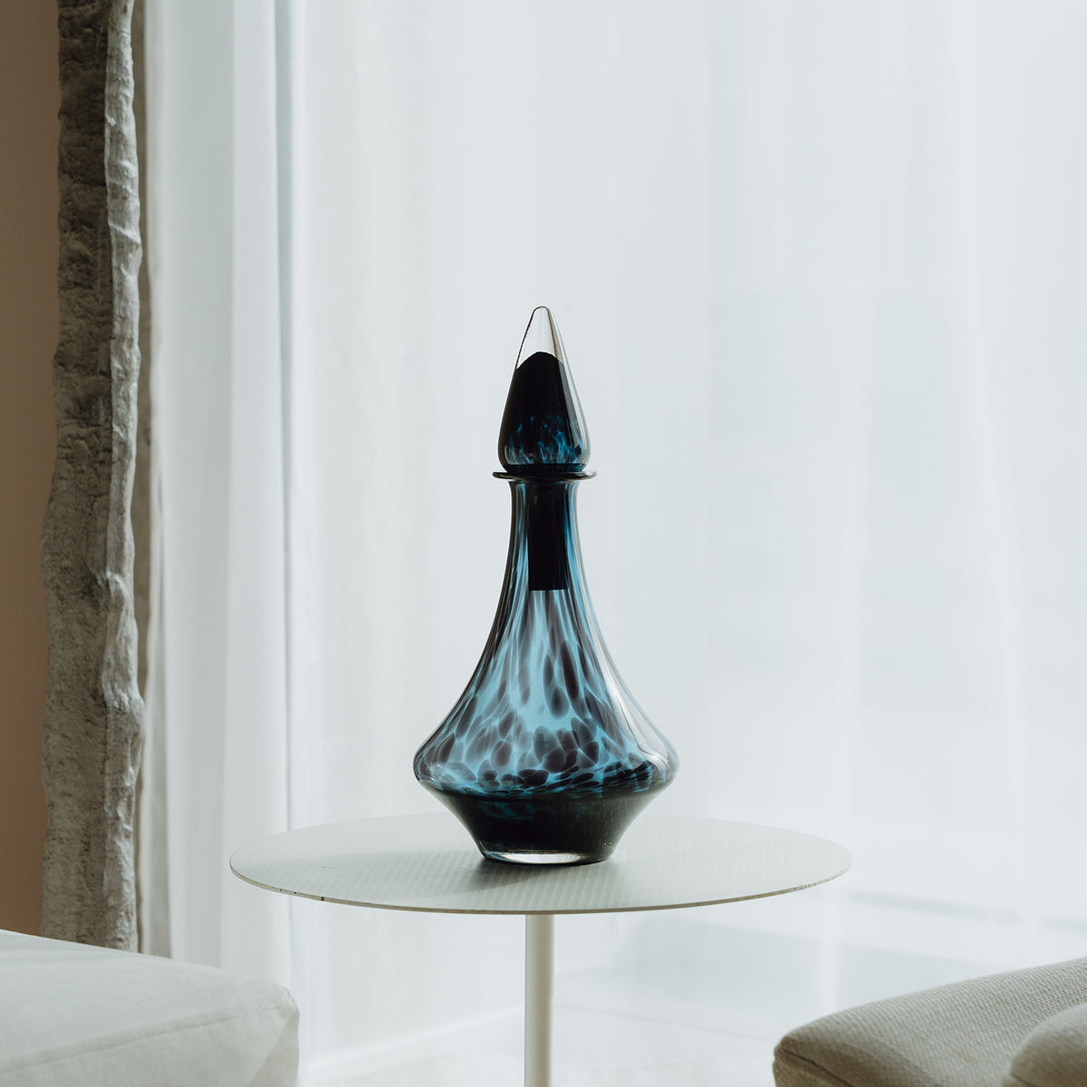 Blue Speckled Abstract Pattern Glass Jar for Living Room Home Decor.