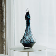 Blue Speckled Abstract Pattern Glass Jar for Living Room Home Decor.