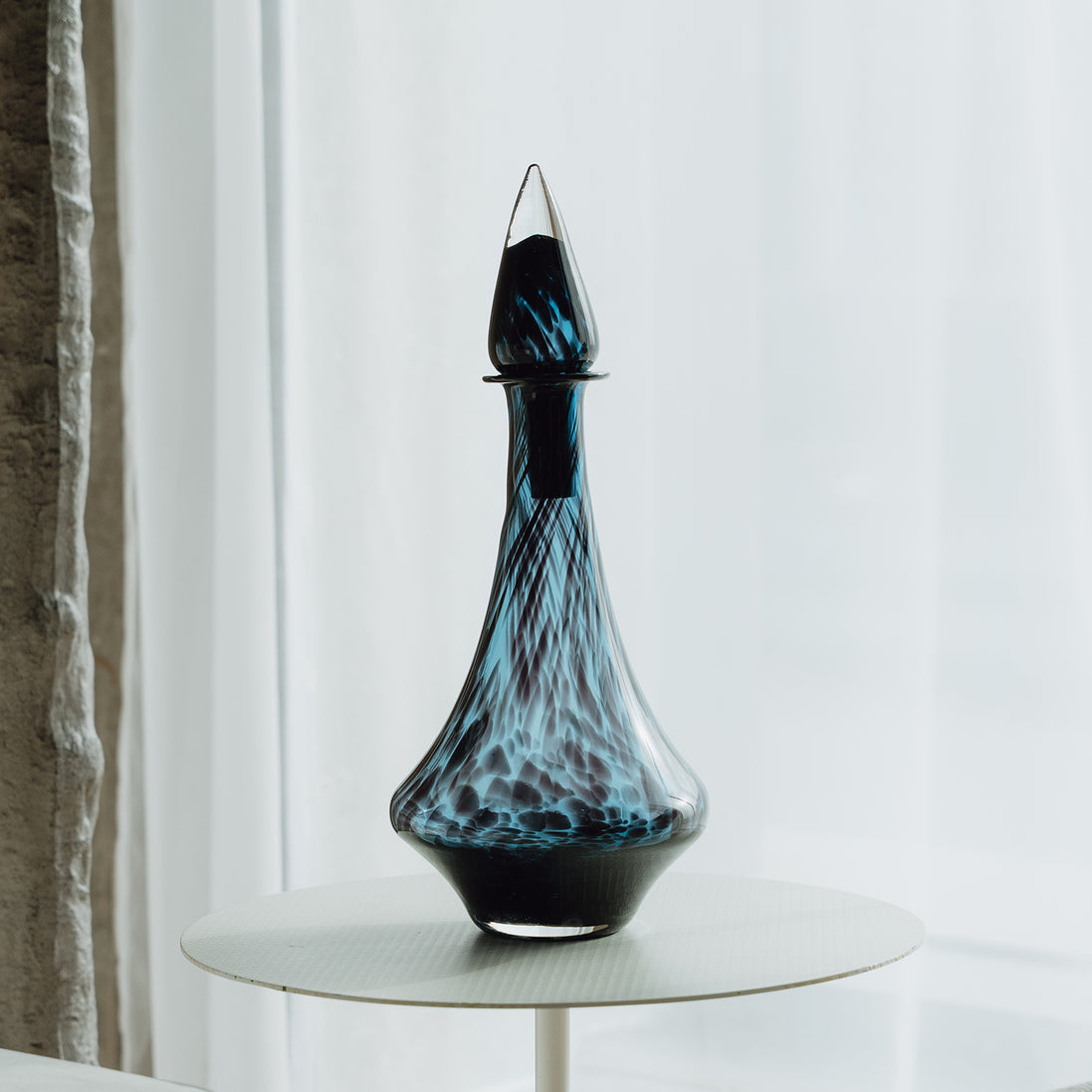Blue Speckled Abstract Pattern Glass Jar for Living Room Home Decor.
