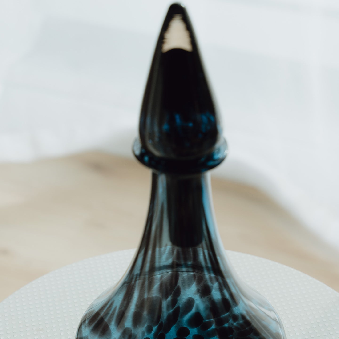 Blue Speckled Abstract Pattern Glass Jar for Living Room Home Decor.