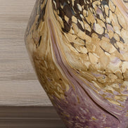 Celeste abstract glass vase with diamond shape, brown and beige algae-inspired pattern, decorative vase for modern home décor