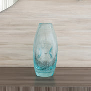 Ciel blue glass vase with organic shape and textured surface, decorative vase for modern luxury home décor