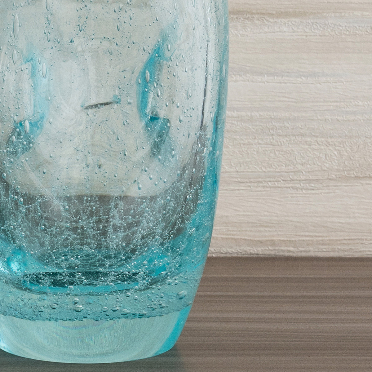 Ciel blue glass vase with organic shape and textured surface, decorative vase for modern luxury home décor