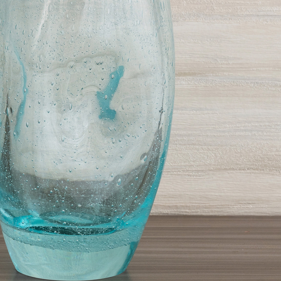 Ciel blue glass vase with organic shape and textured surface, decorative vase for modern luxury home décor