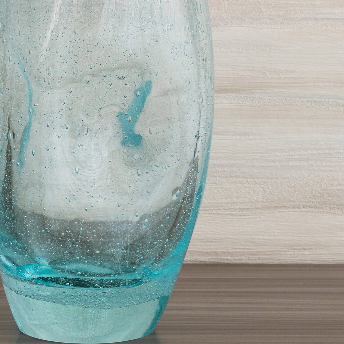 Ciel blue glass vase with organic shape and textured surface, decorative vase for modern luxury home décor