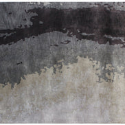 Grey Shades Handmade Silk Rug with an Abstract Pattern for Modern Living Room or Modern Bedroom.