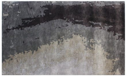 Grey Shades Handmade Silk Rug with an Abstract Pattern for Modern Living Room or Modern Bedroom.