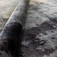 Grey Shades Handmade Silk Rug with an Abstract Pattern for Modern Living Room or Modern Bedroom