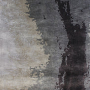 Grey Shades Handmade Silk Rug with an Abstract Pattern for Modern Living Room or Modern Bedroom.
