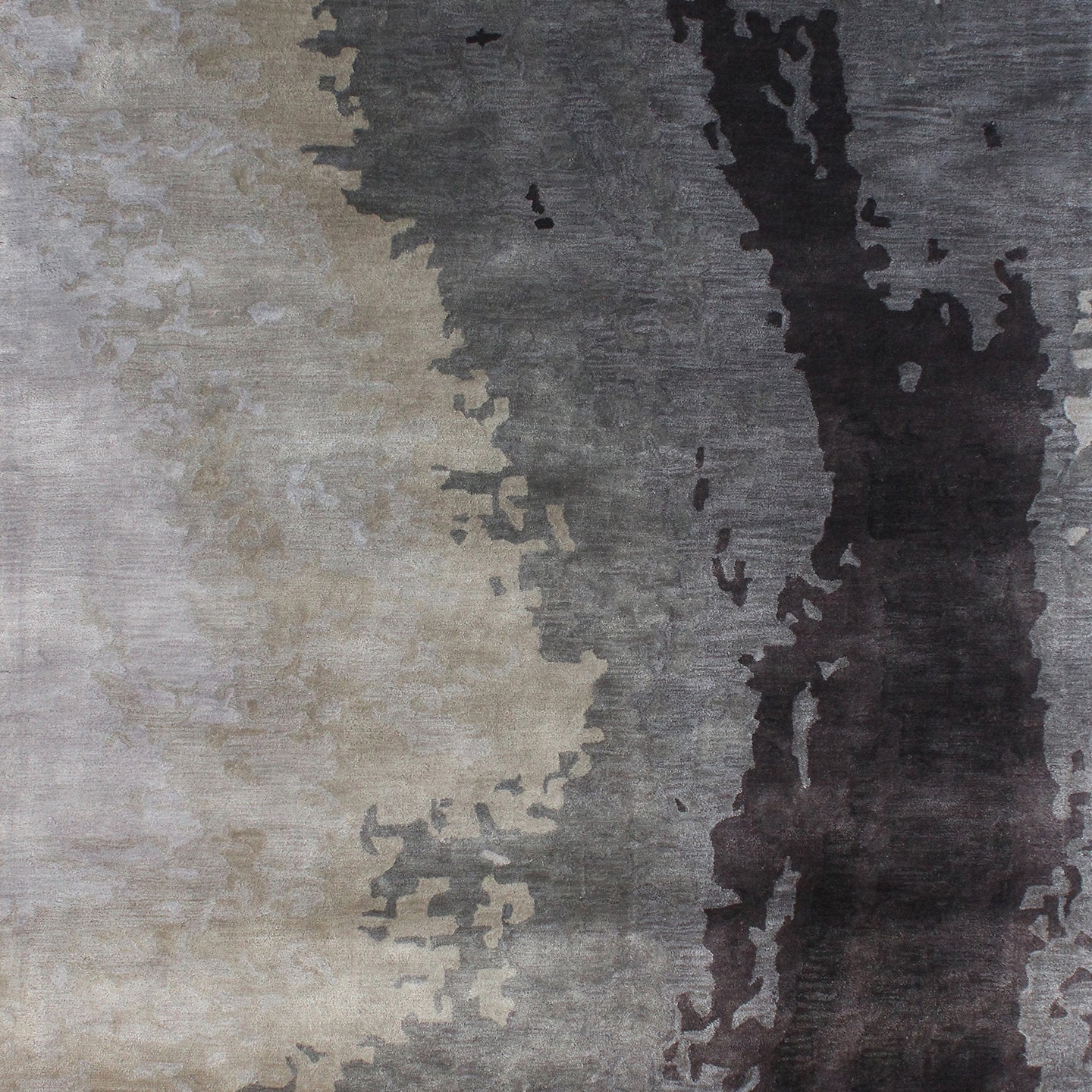 Grey Shades Handmade Silk Rug with an Abstract Pattern for Modern Living Room or Modern Bedroom.