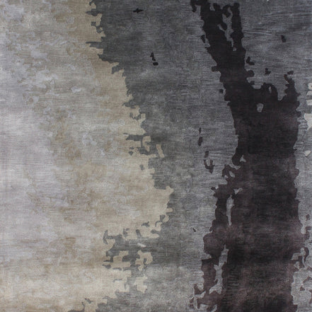 Grey Shades Handmade Silk Rug with an Abstract Pattern for Modern Living Room or Modern Bedroom.
