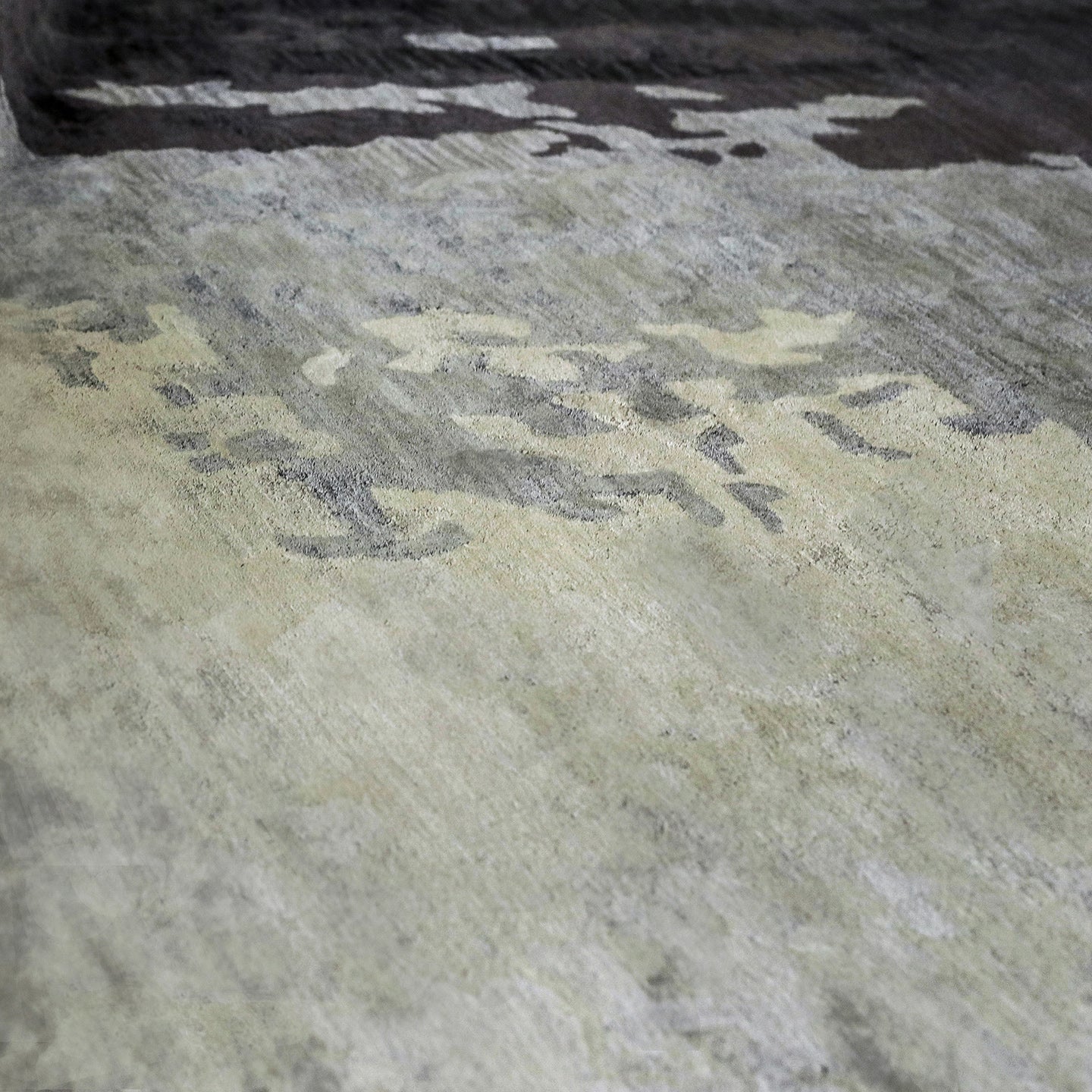 Grey Shades Handmade Silk Rug with an Abstract Pattern for Modern Living Room or Modern Bedroom.