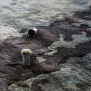 Grey Shades Handmade Silk Rug with an Abstract Pattern for Modern Living Room or Modern Bedroom.