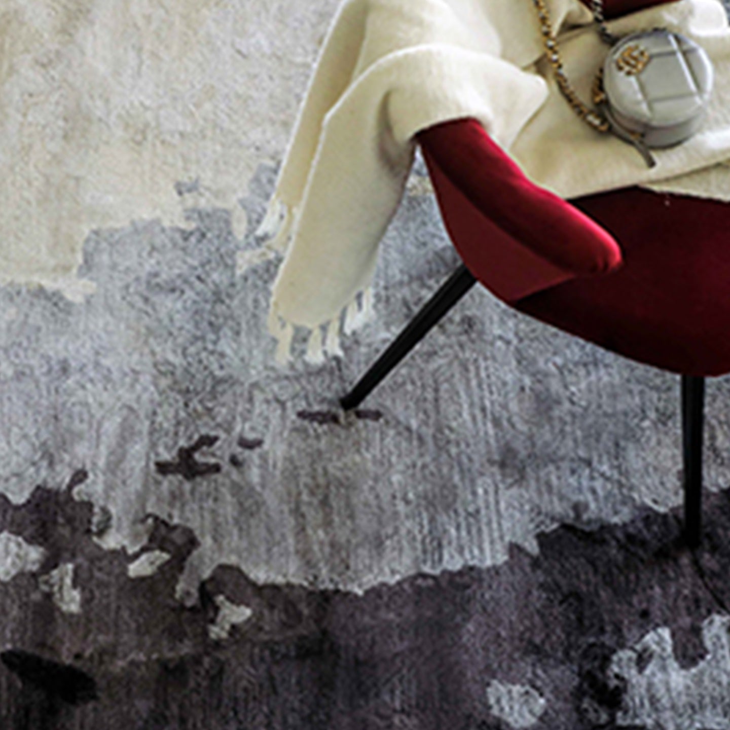 Grey Shades Handmade Silk Rug with an Abstract Pattern for Modern Living Room or Modern Bedroom.