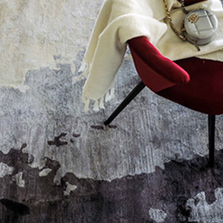 Grey Shades Handmade Silk Rug with an Abstract Pattern for Modern Living Room or Modern Bedroom.