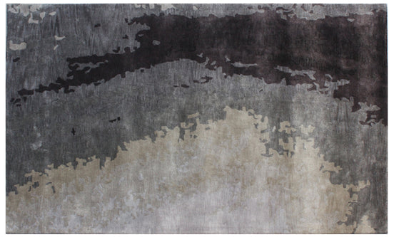 Grey Shades Handmade Silk Rug with an Abstract Pattern for Modern Living Room or Modern Bedroom.