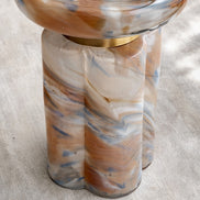 Clover swirl accent table with clover-shaped base and pastel tones, luxury designer side table for modern home décor