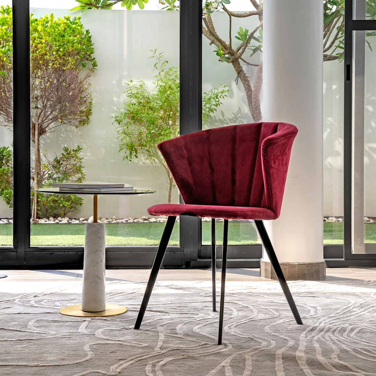 Handmade textured rug with sculpted high-pile waves in an organic pattern for contemporary and luxury interiors.