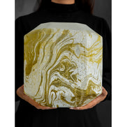 Electra glass vase with yellow and white swirling pattern, handcrafted decorative vase for luxury home décor