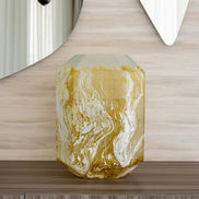 Electra glass vase with yellow and white swirling pattern, handcrafted decorative vase for luxury home décor