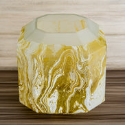 Electra glass vase with yellow and white swirling pattern, handcrafted decorative vase for luxury home décor
