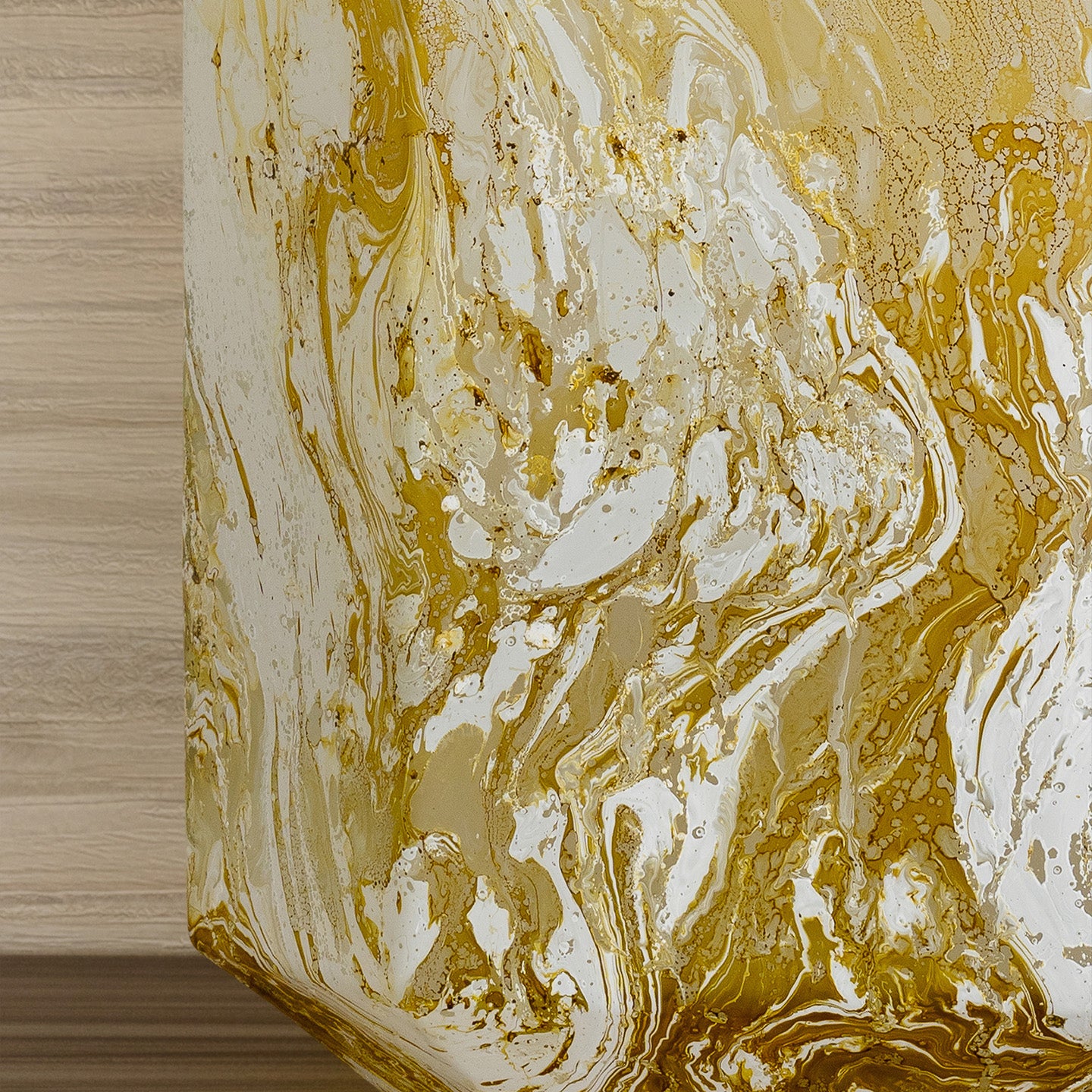 Electra glass vase with yellow and white swirling pattern, handcrafted decorative vase for luxury home décor
