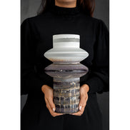 Ember brown textured glass vase with column shape and distressed finish, decorative vase for modern rustic home décor