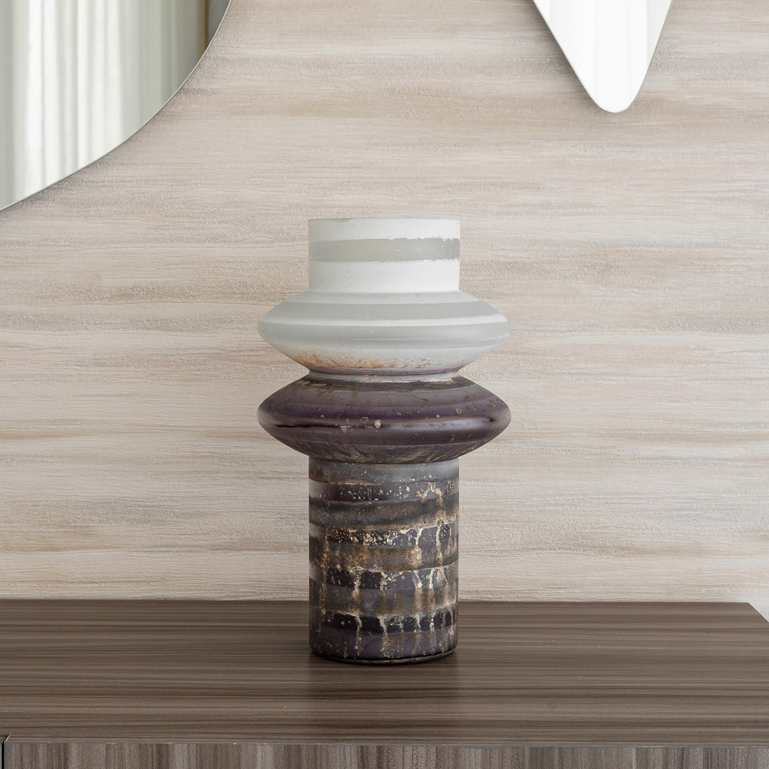 Ember brown textured glass vase with column shape and distressed finish, decorative vase for modern rustic home décor