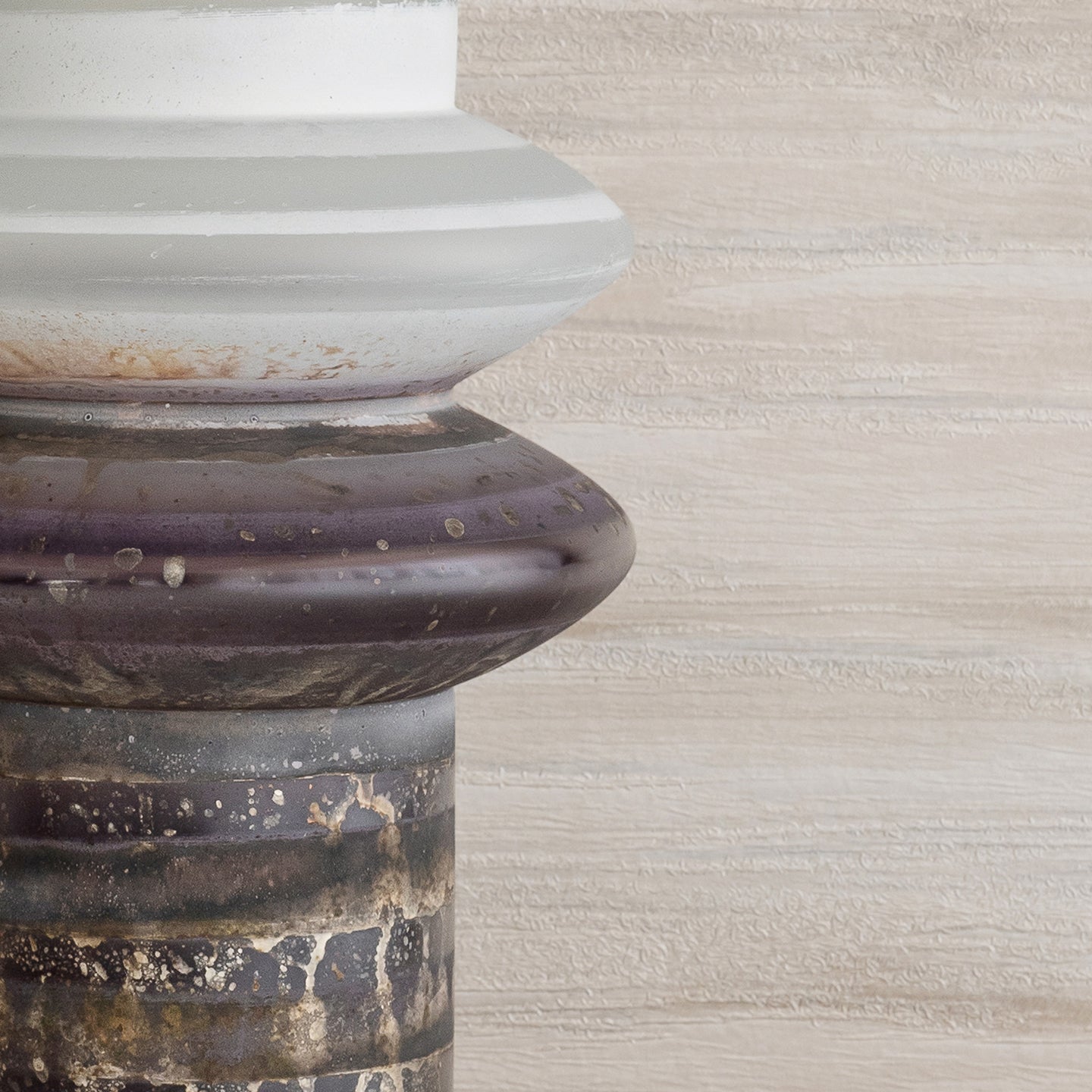 Ember brown textured glass vase with column shape and distressed finish, decorative vase for modern rustic home décor