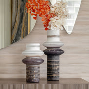 Ember brown textured glass vase with column shape and distressed finish, decorative vase for modern rustic home décor