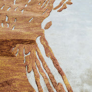Handmade abstract rug with deep rust tones and a cream base, designed for modern and transitional luxury interiors.