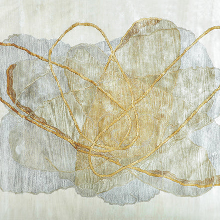 Cream and Gold Hues Handmade Silk Rug with an Abstract Pattern for Modern Interiors. 