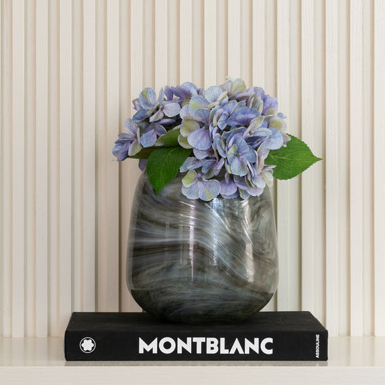 Imperial alabaster glass vase with marble-inspired finish, elegant decorative vase for modern and minimalist home décor