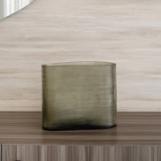 Lumina dark grey ribbed glass vase with rounded column shape, modern decorative vase for luxury home décor