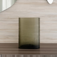Lumina dark grey ribbed glass vase with rounded column shape, modern decorative vase for luxury home décor