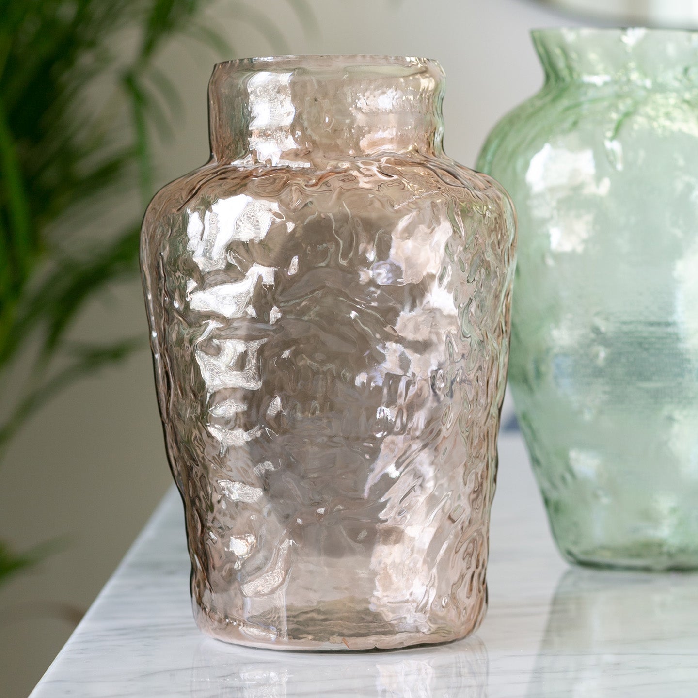 Luna burgundy tinted handblown glass vase with rounded silhouette, elegant decorative vase for contemporary home décor