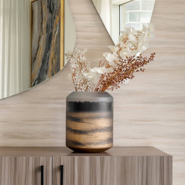 Mirage gradient glass vase with sleek column shape and dark to light colour transition, luxury decorative vase for modern interiors